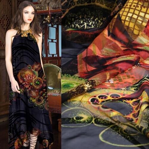 Thin silk burnout lustrine fabric 8mm see-through silk fabric meter wedding dress jacquard fabric wholesale silk cloth