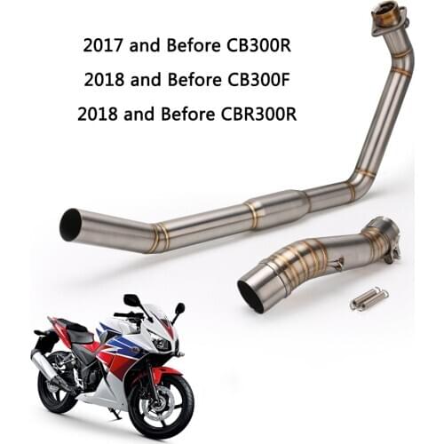 For Honda CBR300R CB300R CB300F Exhaust Pipe Motorcycle Header Mid Link Pipe Slip On 51 mm Stainless Steel Collector