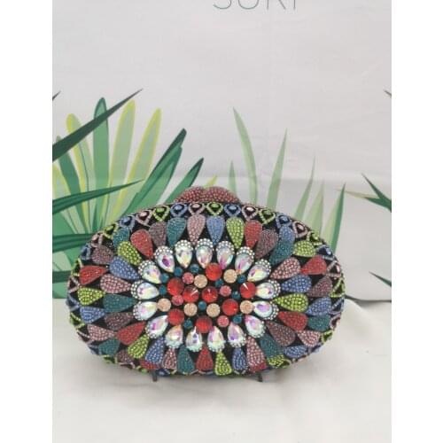 XIYUAN Female Metal Colorful Rhinestone Clutches Bags Luxury Diamond Crystal Wedding Clutch Bag Purse Lady Party Mini Minaudiere