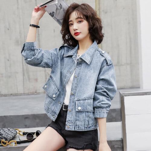 Spring And Autumn 2021 New Korean Versatile Loose Small Short Denim Jacket Womens Casual Jacket