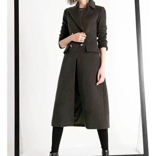 Womens Clothing Woolen Blends Jacket Solid Overcoa England Korean Fashion Loose Warm Plus Size Thicken Outerwear