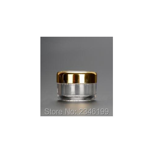 5G 5ML Plastic Cream Jar, With Gold Silver Color Aluminum Cap, Transparent Cosmetic Eye Cream Packaging Jar, 20pcs/lot