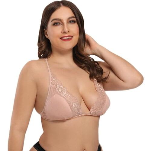 Ladies Lace Bralette Bra Top Sexy Halter Lingerie Underwear Intimate Bra Soft Cup Female Plunge Bra Large Size 70-95 BCD