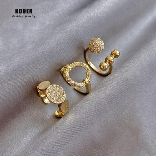 New Gothic Copper Alloy Zircon Gold Open Rings For Woman Fashion Set Finger Jewelry 2020 New Wedding Party Unusual Girls Ring