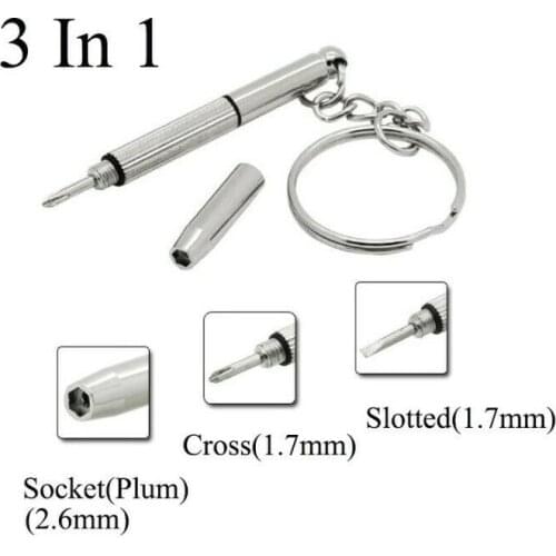 3 In1 Screwdriver Glasses Repair Tool Telephone Watch Multi-Function Portable Key Ring Screwdriver Kit Maintenance Tools