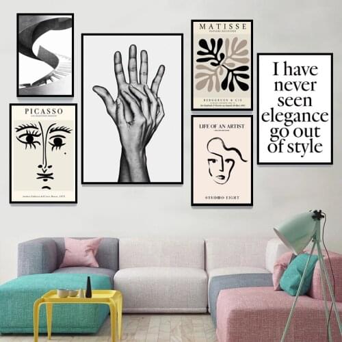 Matisse Abstract Geometric Pattern Retro Poster Nordic Modern Black and White Line Art Canvas Painting Living Room Decoration
