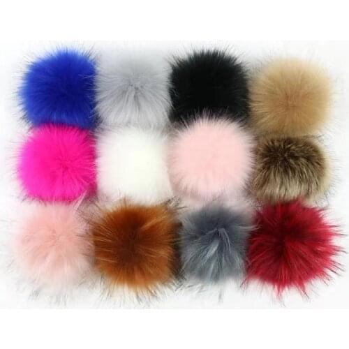 Big Pompon Ball Imitation Fox Fur Fluffy Pompom with ties fits Clothing Bags Key chain Phone Party Accessories 10pcs GR110