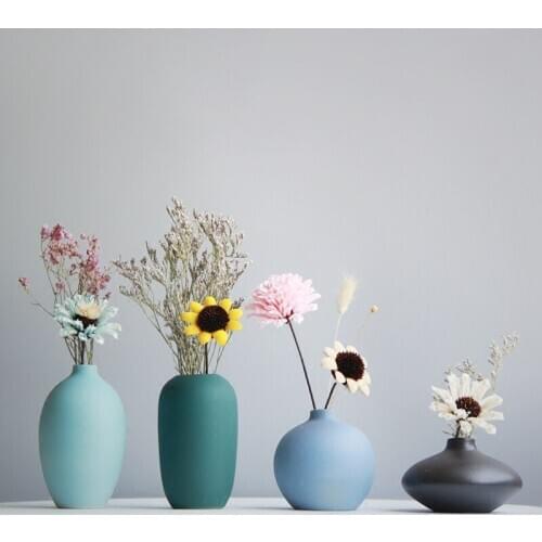 Japanese Style Flower Vase Colorful Ceramic Flower Vase Minimalist Desktop Mini Vase Home Decoration Vase
