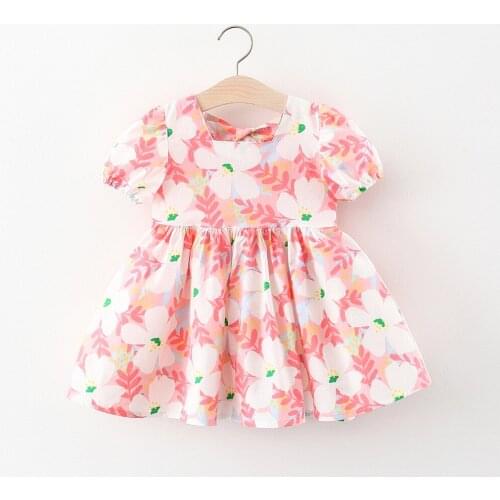 Childrens Skirts New flower print dress in summer New girls' childrens wear