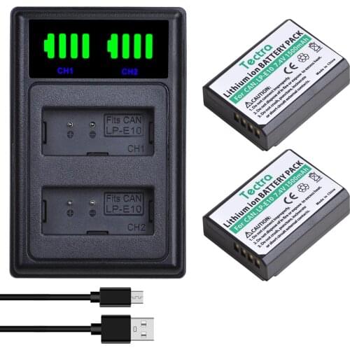 LP-E10 LP E10 LPE10 Replacement Li-ion Batteries and Dual Charger for Canon EOS 1100D 1200D 1300D Kiss X50 X70 X80 Rebel T3