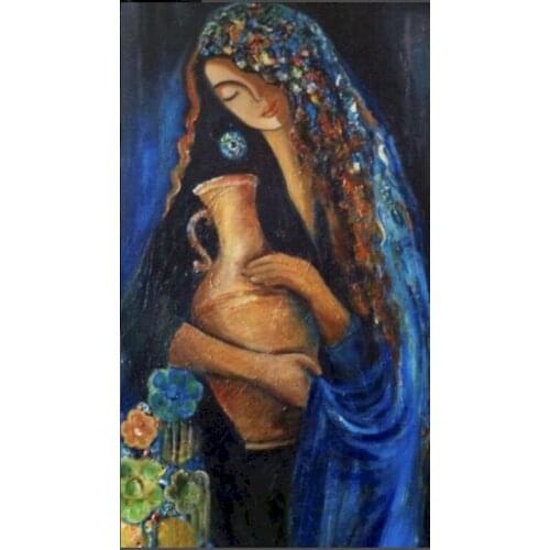 GATYZTORY Frameless Woman Holding Vase DIY Painting By Numbers Seascape Modern Wall Art Canvas Painting For Unique Gift Home Dec