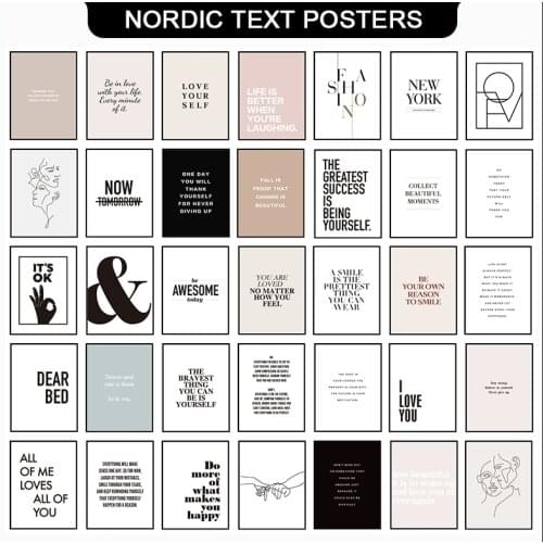 Nordic Wall Art Typography Letters Posters And Prints Canvas Painting Wall Pictures For Living Room Decoration Home Decor