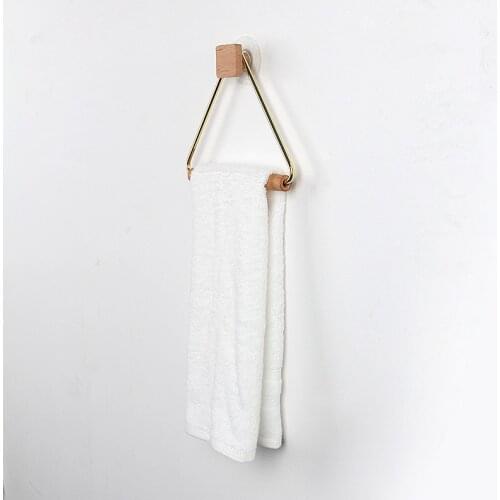Kitchen nail-free sticker towel rack bathroom wooden rack household storage rack bathroom towel decir