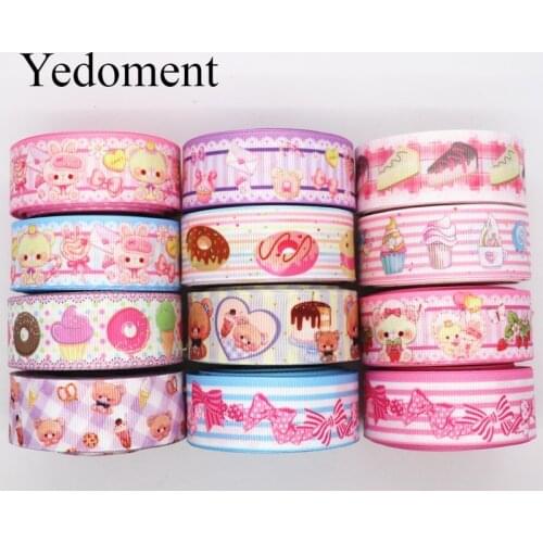 50 Yards 1'' 25MM Ice Cream Cake/Animal Printed Grosgrain Ribbons For Hair Bows DIY Handmade Materials Y19101601