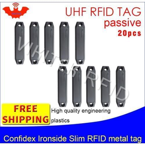 UHF RFID metal tag confidex ironside slim 915m 868m Impinj Monza4QT EPC 20pcs free shipping durable ABS smart passive RFID tags