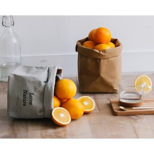 Washable Kraft Paper Nordic Storage Bag Love Nature Plants Flower Grow Container Sundries Food Storage Bags Organizer for Home