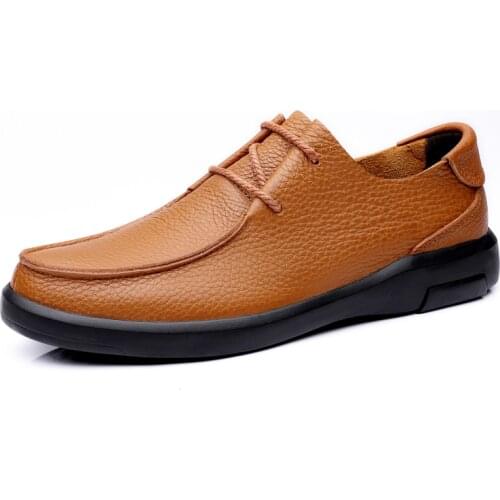 2021 Spring Summer New Mens first layer Leather Fashionable Business Shoes Comfortable Breathable Outdoor casual shoes