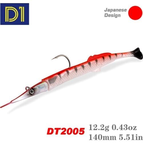 D1 Needlefish Fishing Lures with Lead Jig Head + 1pc Soft Lure 140mm/12.2g T-Tail Good Action Swimbait For Bass Tackle