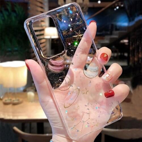 Glitter Planet Soft Silicone Case for Huawei P50 PRO Y5P Y6P Y7P Y7A Y9A Mate 40 Honor 9C 9S Nova 7 Se P Smart 2020 2021 Cover