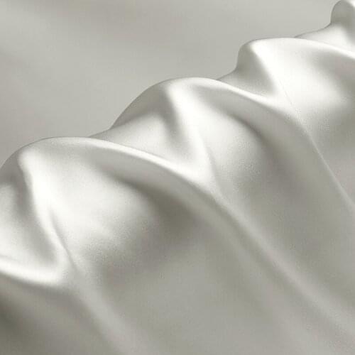 Natural Mulberry Stretch Satin (90% Silk+10% Spandex)16 19m/m Thick 42.5" ( 108cm) 55" (140cm) Width Grey Cream Silk Fabric