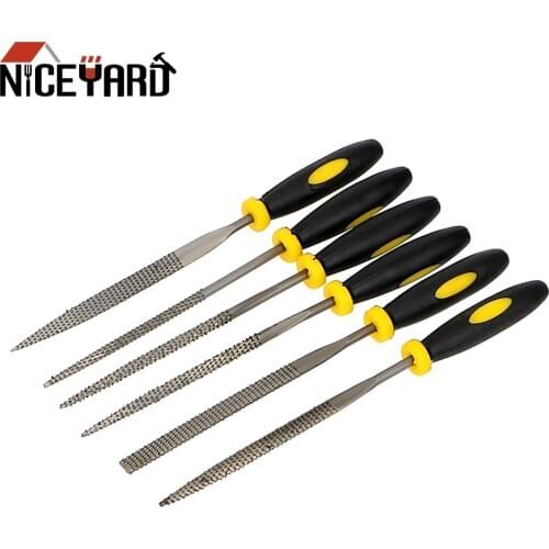 NICEYARD Mini Metal File Assorted Rasp Diamond Needle File Set 6pcs Jewelry Wood Grinding Hand File Tool Repair Tool