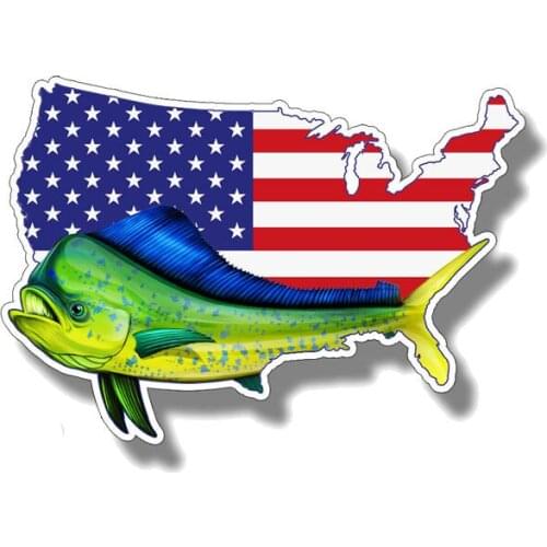New High-quality Car-Stickers Fish USA American Flag for Bumper Windshield Suv Decals Auto Exterior Decoration KK14*10cm