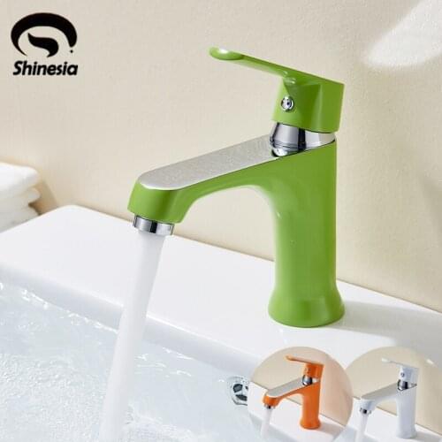 New Innovative Fashion Style Home Multi-color Bath Basin Brass Faucet Cold and Hot Water Taps Green Orange White bathroom mixer