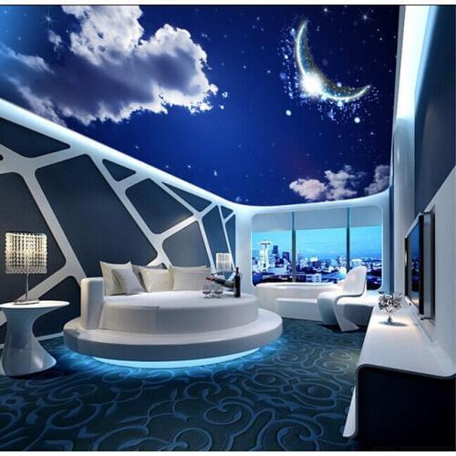 Custom papel DE parede 3 d,fantasy star moon for the living room bedroom ceiling wall waterproof wallpaper