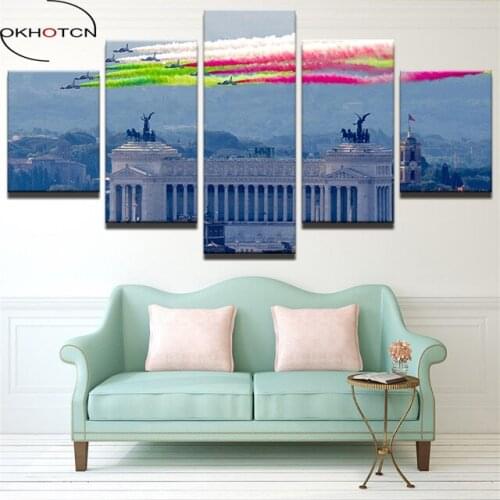 OKHOTCN Wall Art Frame Canvas HD Printed Paintings 5 Pieces Rainbow Smoke Landscape Poster Fighter Exercise Pictures Home Decor