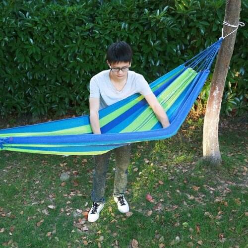 Portable Canvas Hammock Hanging Bed Lazy Chair Home Outdoor Leisure Garden Sports Traveling Camping Swing Stripe
