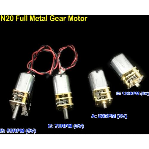 Micro Mini N20 Gear Motor DC 3V-6V 4.5V 5V 28RPM 55RPM 70RPM 130RPM Slow Speed Full Metal Gearbox Reducer Electric Motor DIY Toy