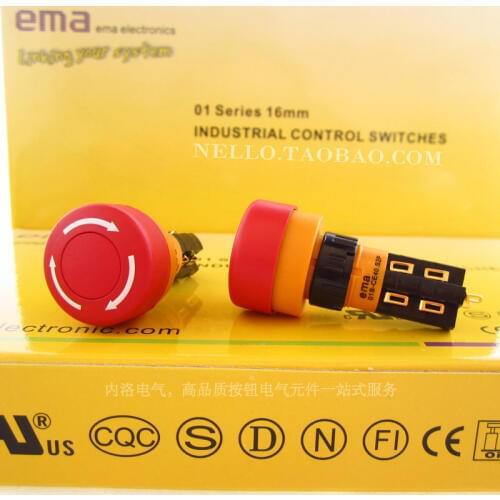 [ SA ]Imports Imam EMA 16mm emergency stop button switch 01S-CE40.S2P without light 2a2b--10PCS/LOT