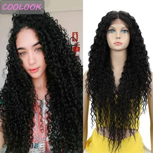 Synthetic Wavy Lace Front Wig 30 Inches Long Black Deep Wave Lace Wig Middle Part Brown Blonde Natural Wave Womens Wigs Cosplay