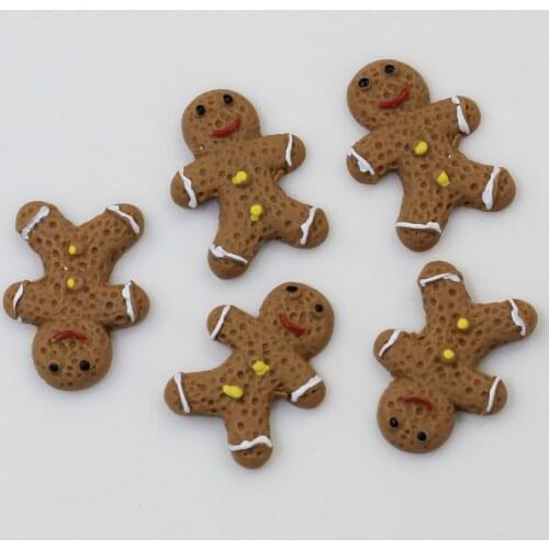 Resin Decoration Crafts Gingerbread Snowman Beads Flatback Cabochon Scrapbook DIY Christmas Embellishments Accessories