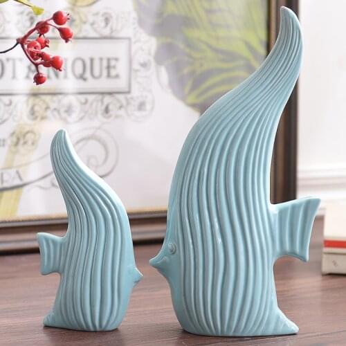 Modern Porcelain figurine Ceramic Handmade Fish Animal Ornament Mediterranean Art Favor Crafts Gift Figurines Home Decor