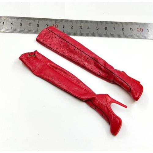 SUPER DUCK SET054 1/6th Magical Girl Red Long Solid Shoes Boots Model For Usual 12inch Doll Figures Collect