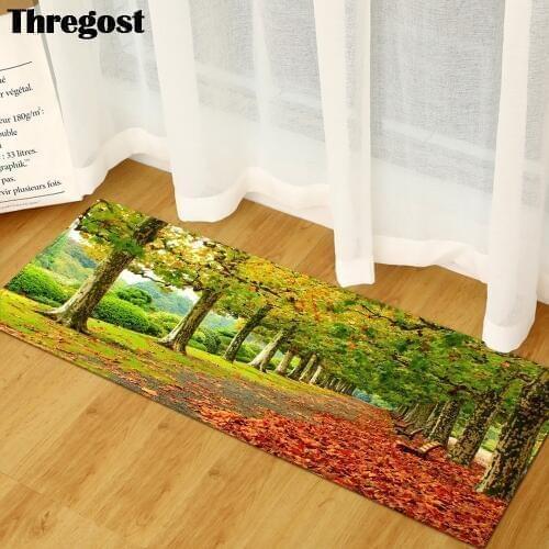 Thregost 3D Scenic Print Long Carpet Microfiber Floor Mats Welcome Door Mat Anti-Slip Rugs for Kitchen Christmas Home Decor Mat
