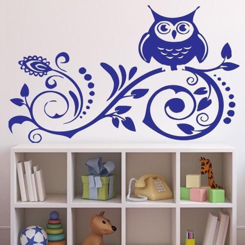 Vinyl Wall Sticker Night Inhabitant Owl Sitting on a Branch DIY Home Decoration Living room Bedroom Art Murals JG2738