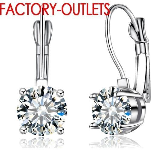 Big Discount Genuine 925 Sterling Silver Fashion Jewelry Shining CZ Crystal Cubic Zirconia Silver Clip Dangle Earrings for Women