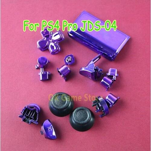 1set/lot Chrome Full Set buttons for ps4 pro jds-040 CUH-ZCT2 JDS-040 JDM 040 Thumbsticks Dpad R1 L1 R2 L2 Button