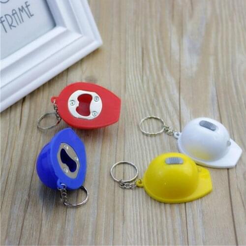 1pc Safety Helmet Type Bottle Opener Beer Knock Led Light Light Bag Ring Key Pendant R5E4