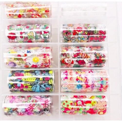 10 Color 10 rolls/ box Transfer Foil Stamping Designs- Set #24 "holiday Cheer"- Christmas Transfer Foil Stamping Designs- Set