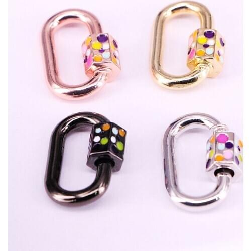 10PCS, Gold/Rose Gold/Black Silver color DIY Jewelry Oval Clasps Enamel Lock Carabiner Copper Connector Clasp For Jewelry Making