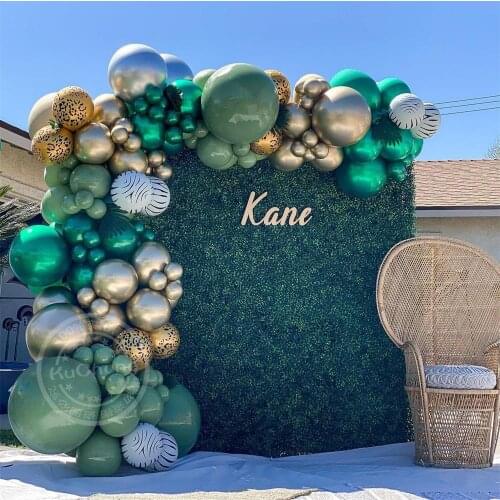 110pcs Jungle Animal Balloons Avocado Green Metallic Latex Balloon Globos Kids Wedding Birthday Party Baby Shower Decoration