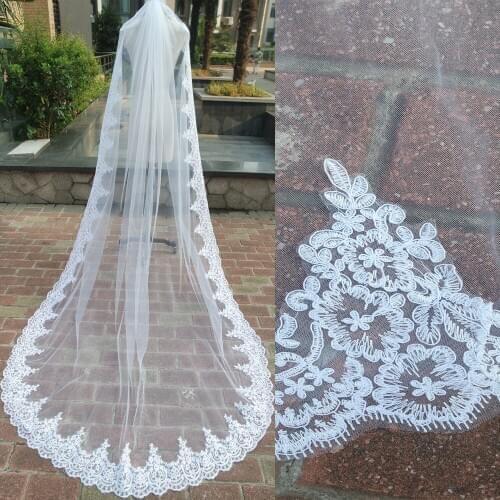 1T Lace Wedding Veil Cathedral Length Bridal Veils With Comb Wedding Accessoires Bride Veil