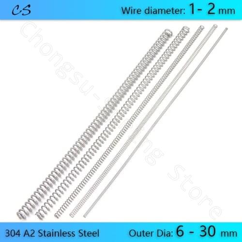 2PCS 305mm Compression Spring Wire Dia 1 1.2 1.5 2 mm Outer Dia 6 8 10 12 14 15 16 18 20 22 24 25 26 28 30 mm Length 305 mm