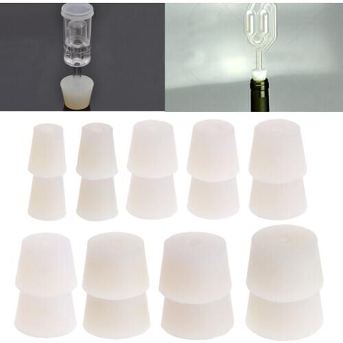 2 Pcs Silicone Rubber Plug Stopper With Hole Airlock Bubbler Valve Wine Brew L4MB