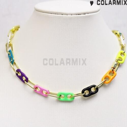 3Strand Rainbow color Punk style necklace Chocker necklace Handmade neckalce Chocker gift jewelry necklace Hip Pop necklace