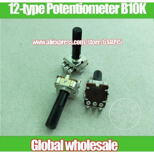 4pcs 12-type Vertical Single Rotary Potentiometer B10K / Shank Length 23MM / Knurled Shaft