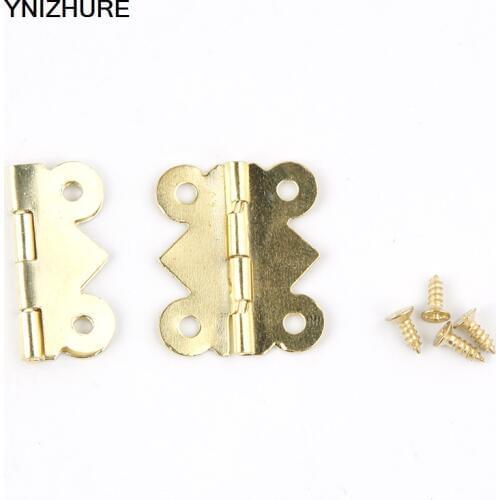 50pcs YNIZHURE 25mm x20mm 4 Holes Bronze Butterfly Jewelry Gift Wine Box Wood Dollhouse Door Hinge